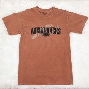 Comfort Colors T-Shirt Adirondack Bear Tracks Burnt Rust Orange Unisex Mens Rare